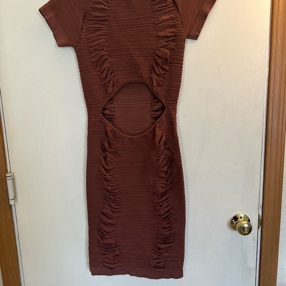 Aura Bodycon Dress Stretch XL Brown Open
Back - Picture 3 of 7